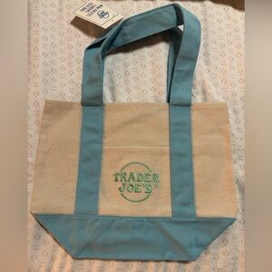 NWT Trader Joe’s Mini Pastel Canvas Tote Bag - Blue